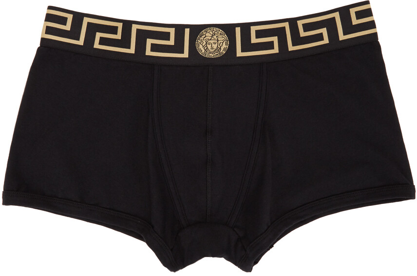 

Versace Underwear Комплект из двух черных трусов с каймой греческого цвета