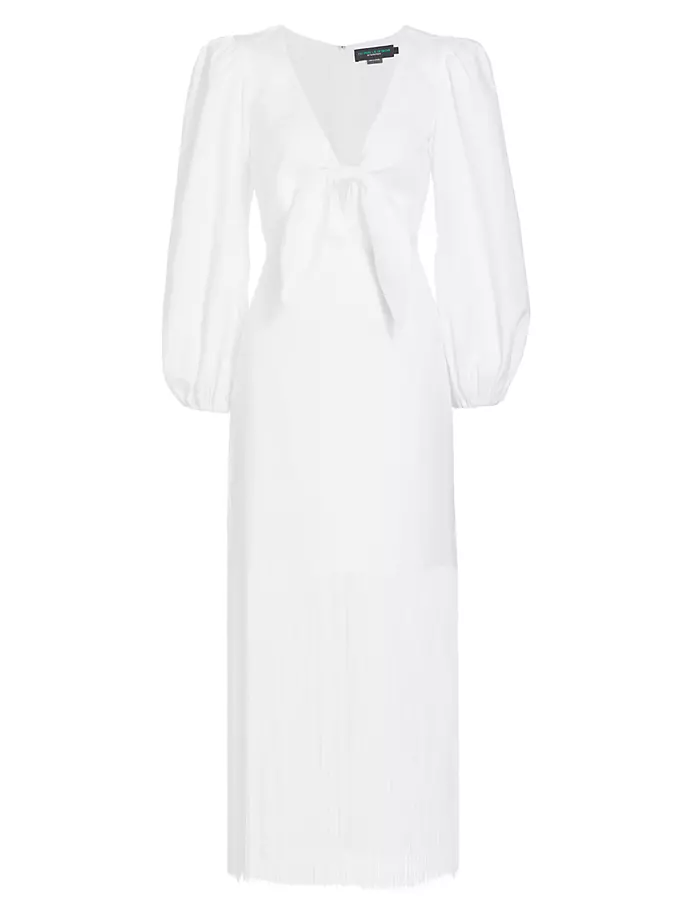Льняное платье макси Marea с бахромой No Pise La Grama, белый