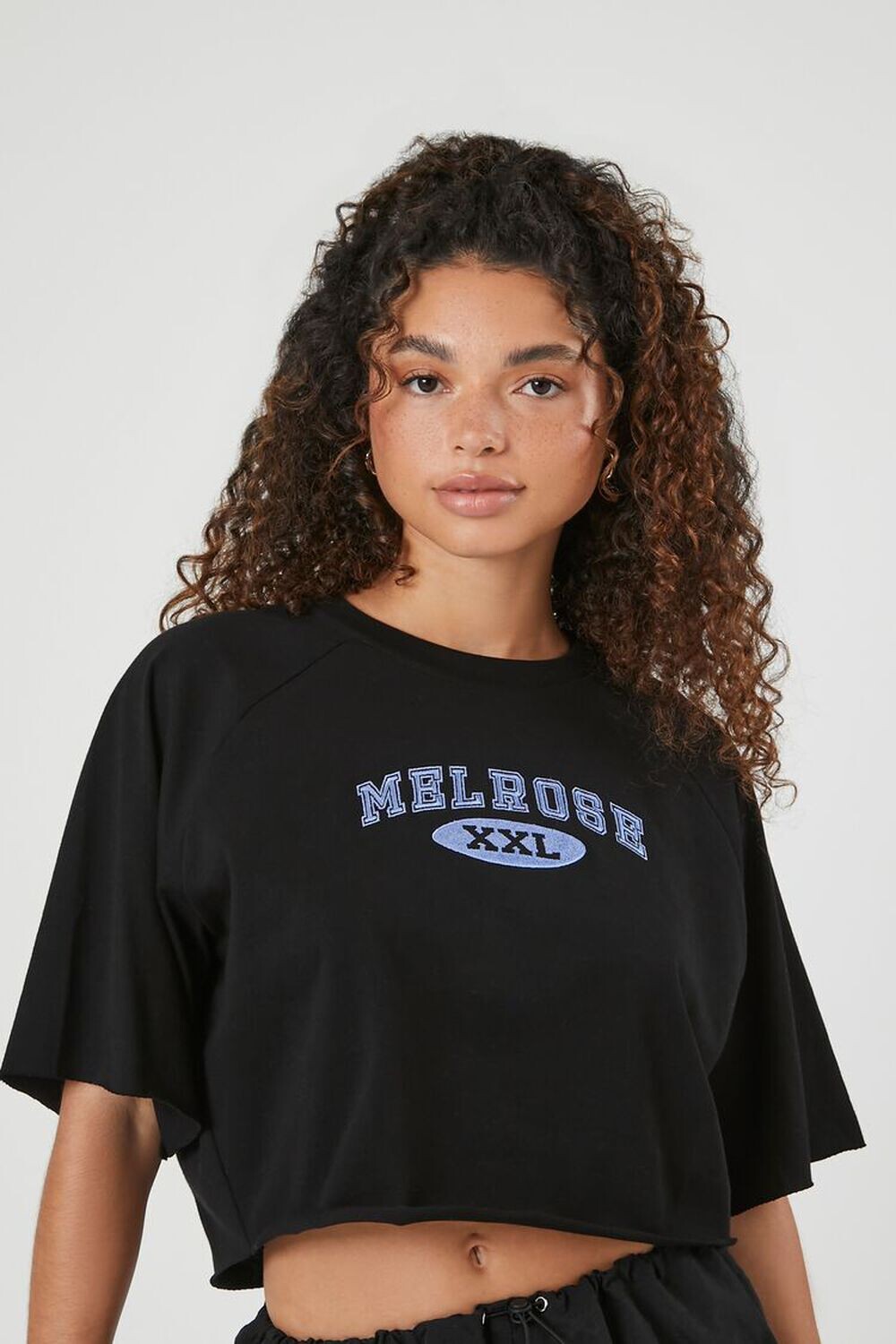 

Укороченная футболка с рисунком Melrose Forever 21, черный