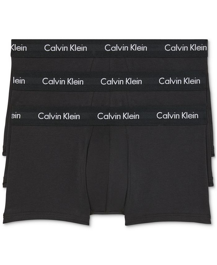 Комплект мужского хлопкового эластичного нижнего белья с низкой посадкой (3 шт.) Calvin Klein, черный