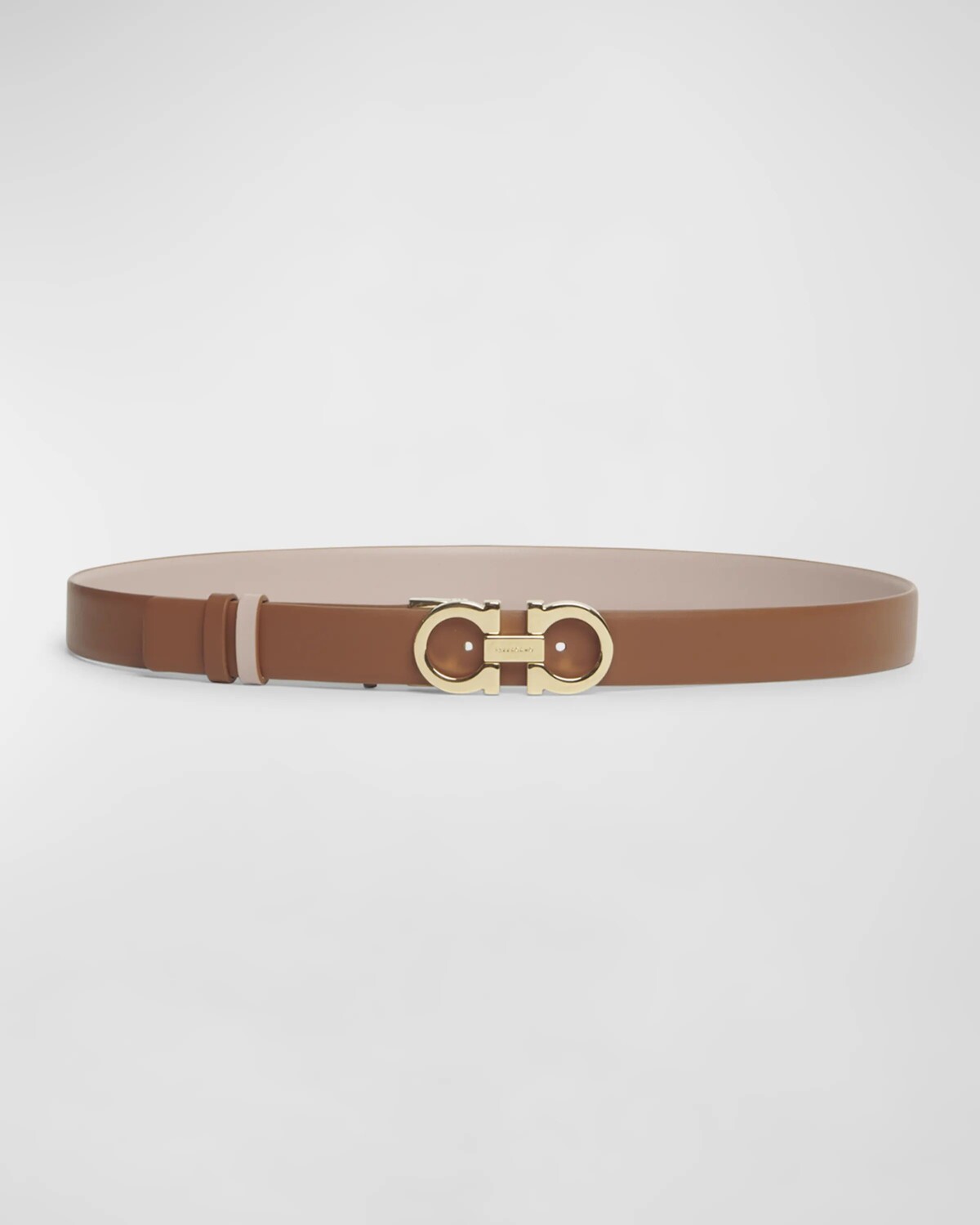 

Двусторонний кожаный ремень Gancini Ferragamo, цвет Rose New Cognac