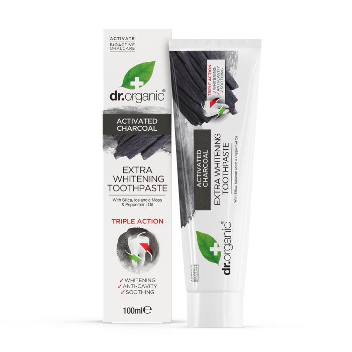 Зубная паста Charcoal Pasta de Dientes Blanqueadora Dr Organic, 100 ml зубная паста для укрепления зубов dr hauschka minze zahncreme forte 1 шт