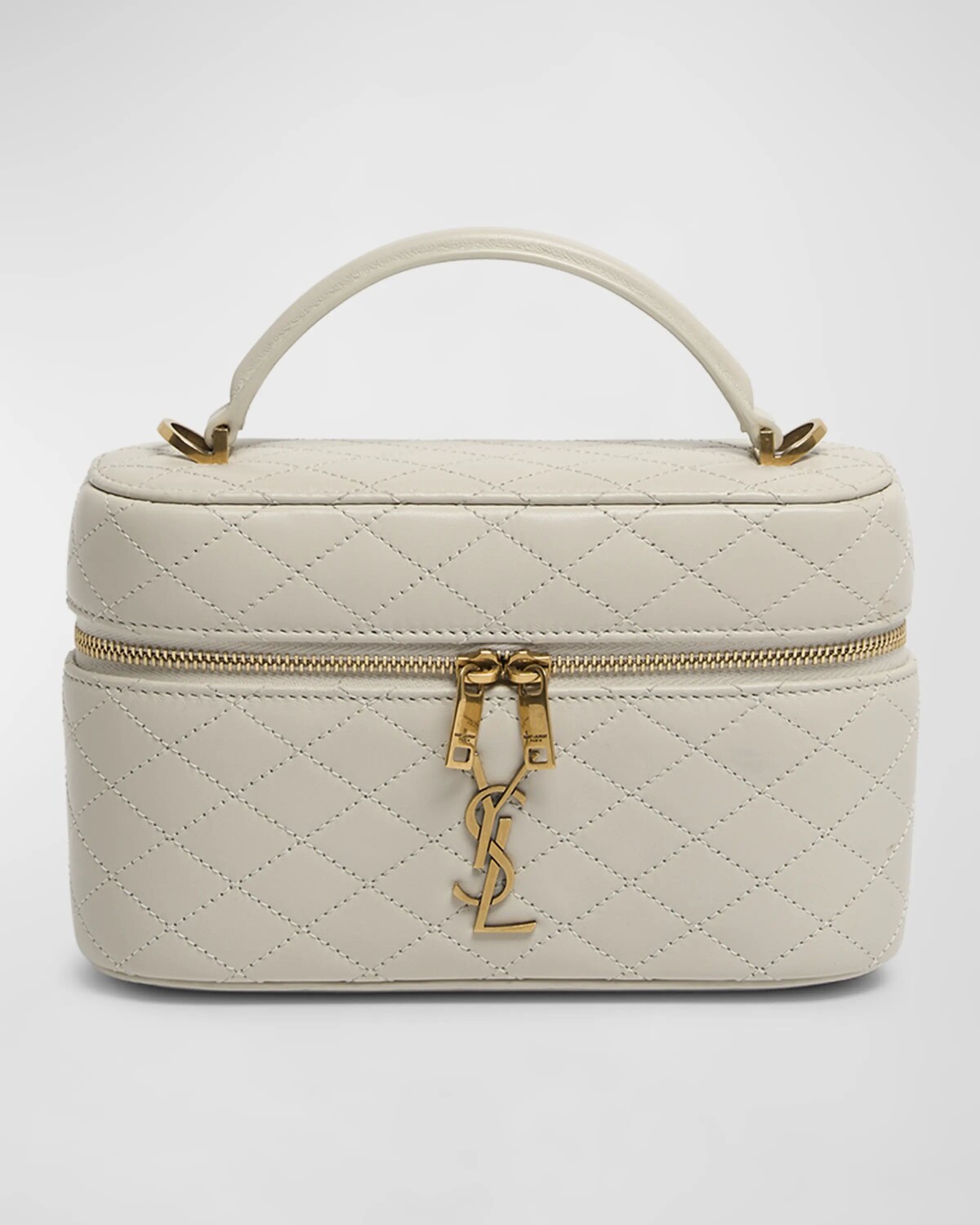 

Миниатюрный косметичка Gabby из стеганой кожи с золотой фурнитурой Saint Laurent, цвет Crema Soft