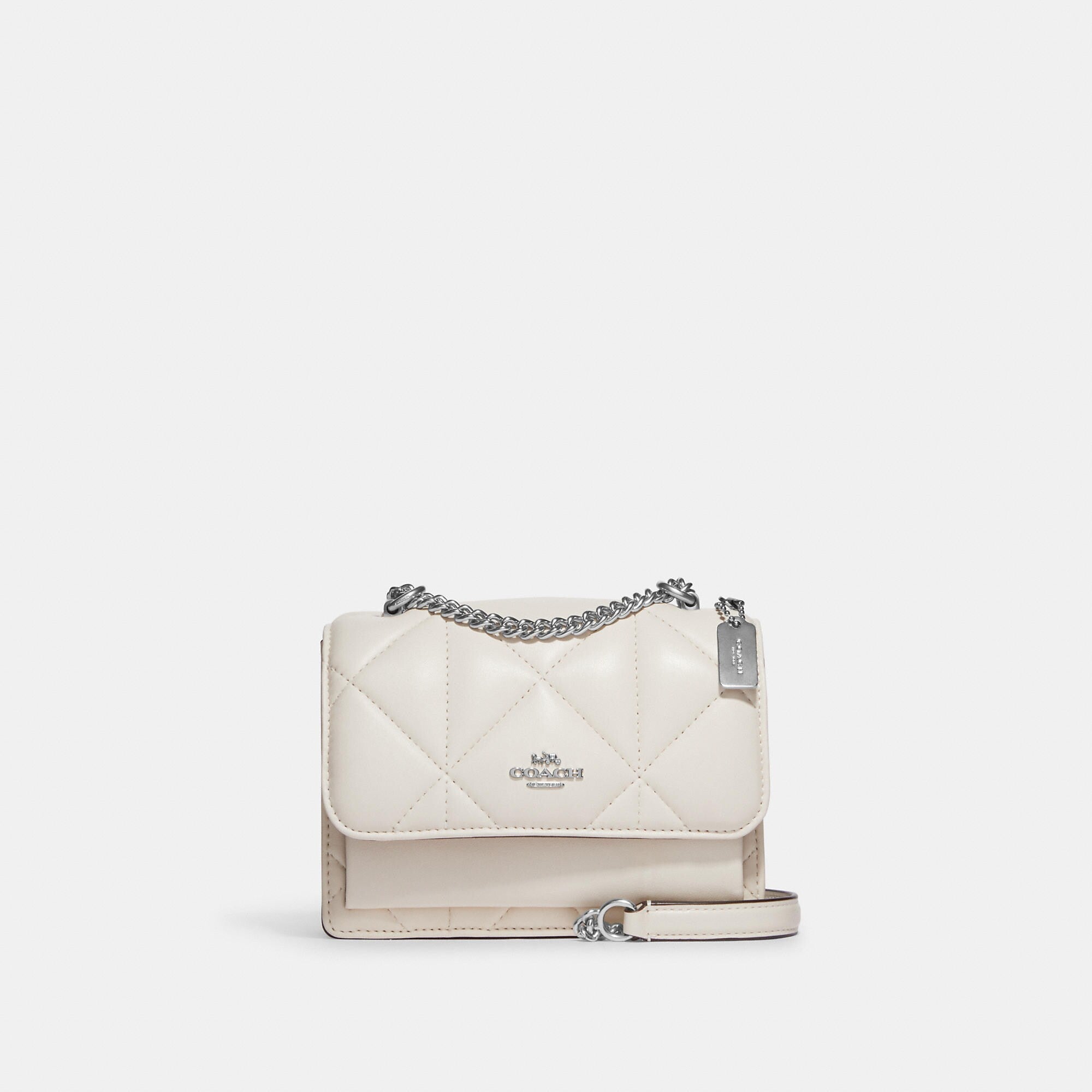 

Сумка через плечо Mini Klare Coach Outlet с объемной ромбовидной стежкой, цвет Silver/Chalk