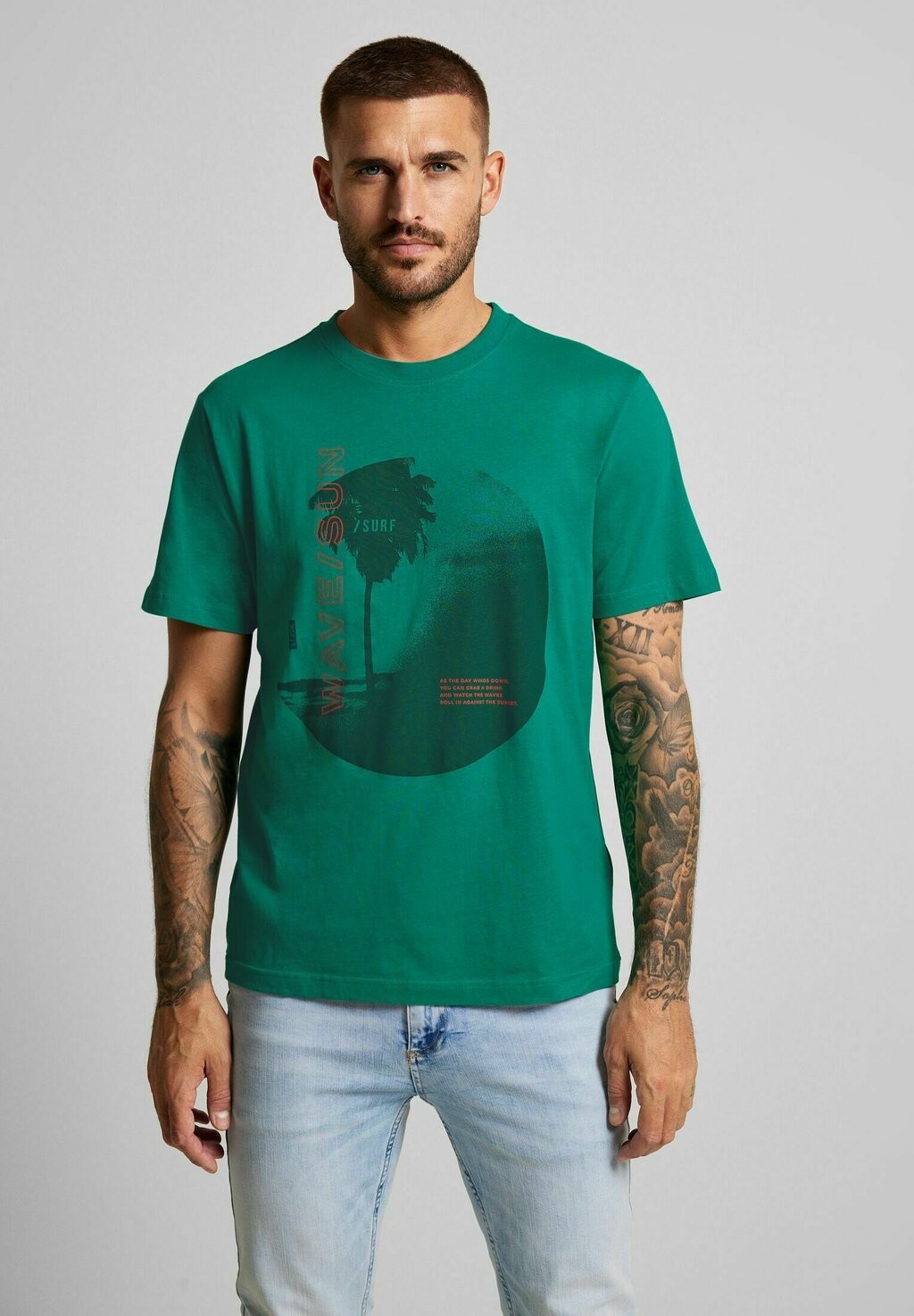 

Футболка с принтом MIT PRINT Street One MEN, цвет grün