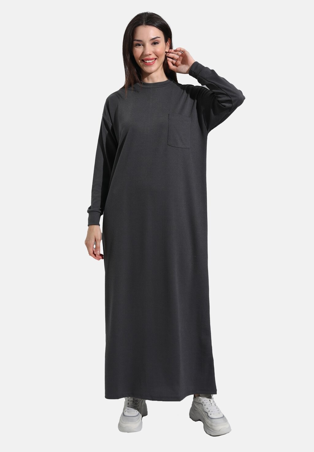 

Трикотажное платье REFKA Modanisa, цвет anthracite