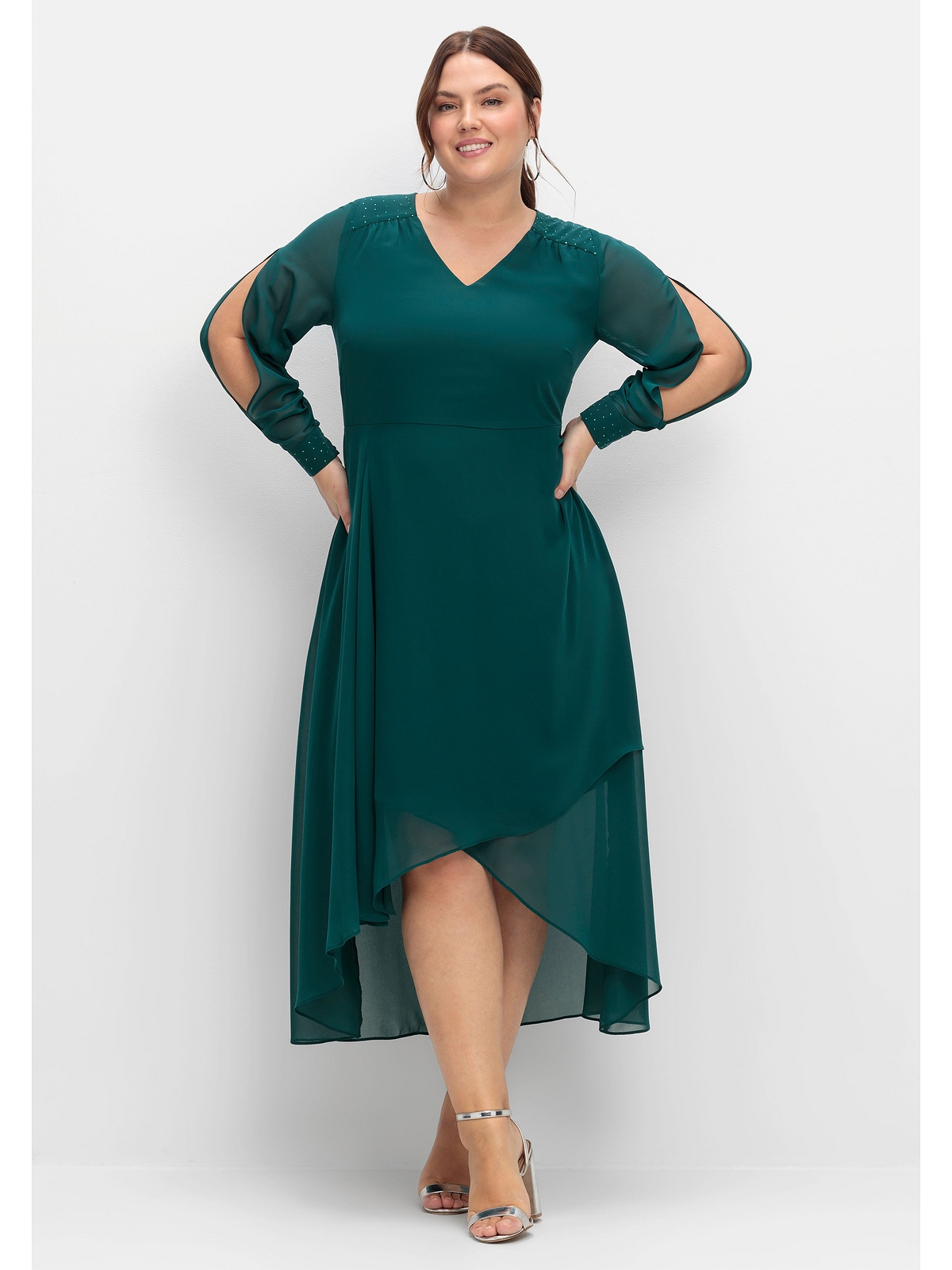Платье sheego Chiffon, темно-зеленый
