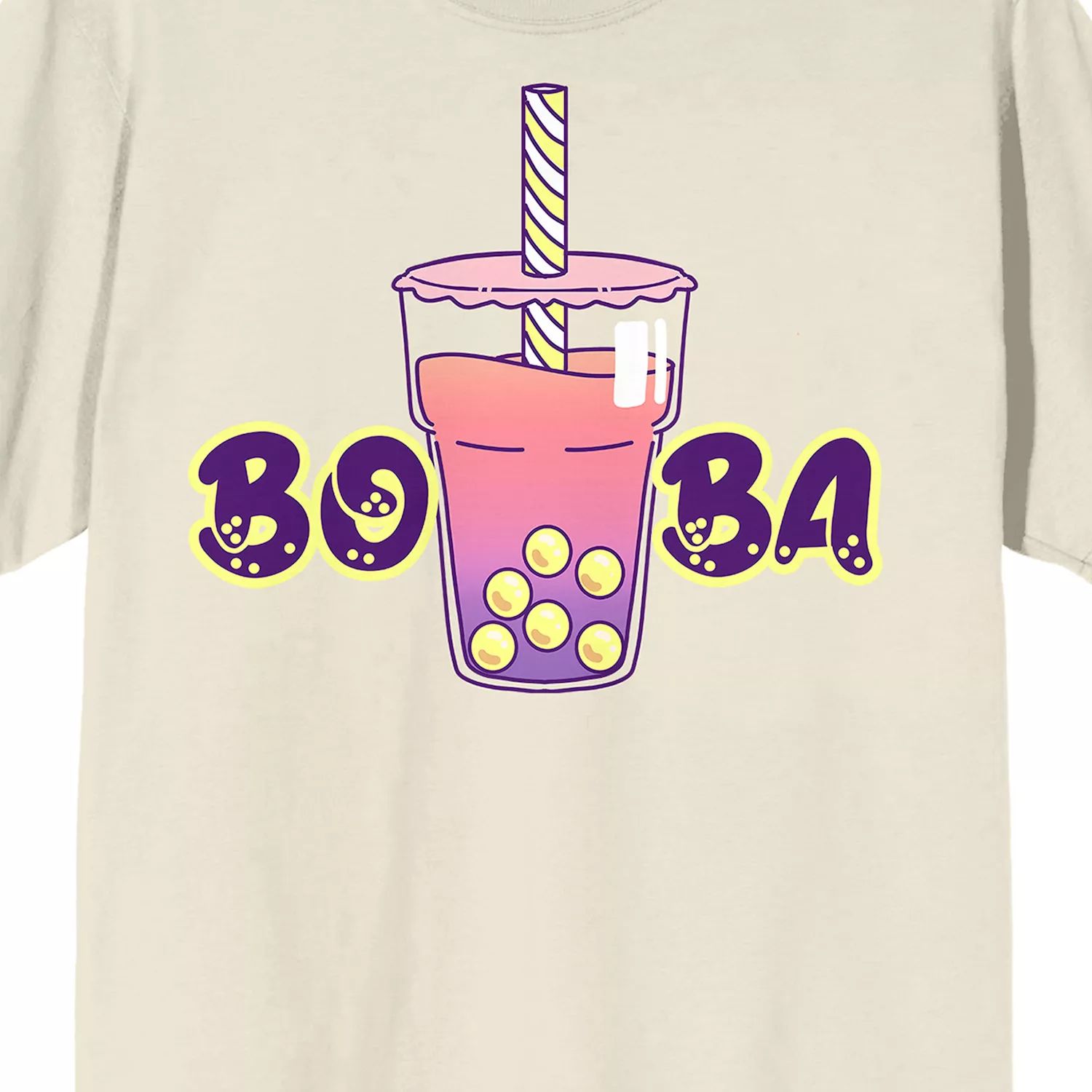 Мужская футболка Bobadorable розового и фиолетового цвета Boba Drink Licensed Character