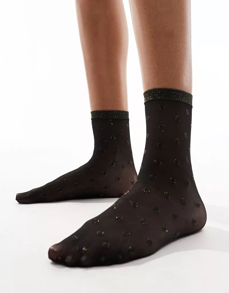 Черные блестящие носки в горошек Pretty Polly блестящие женские носки в горошек в стиле ретро качественные хлопковые блестящие дизайнерские модные блестящие чулочно носочные изделия
