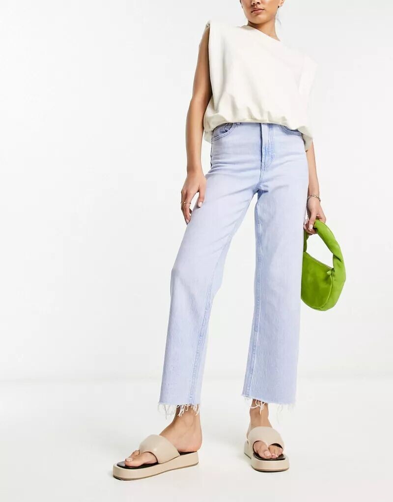

Голубые укороченные джинсы прямого кроя ASOS Easy