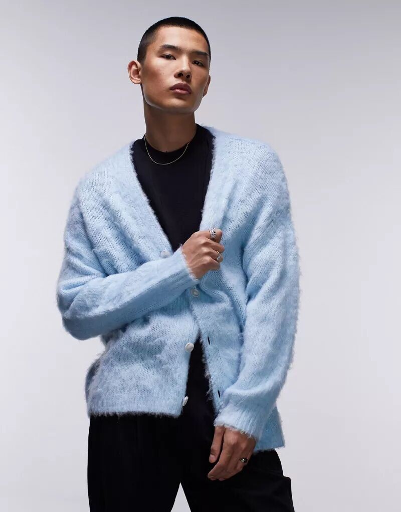 

Синий кардиган с начесом Topman