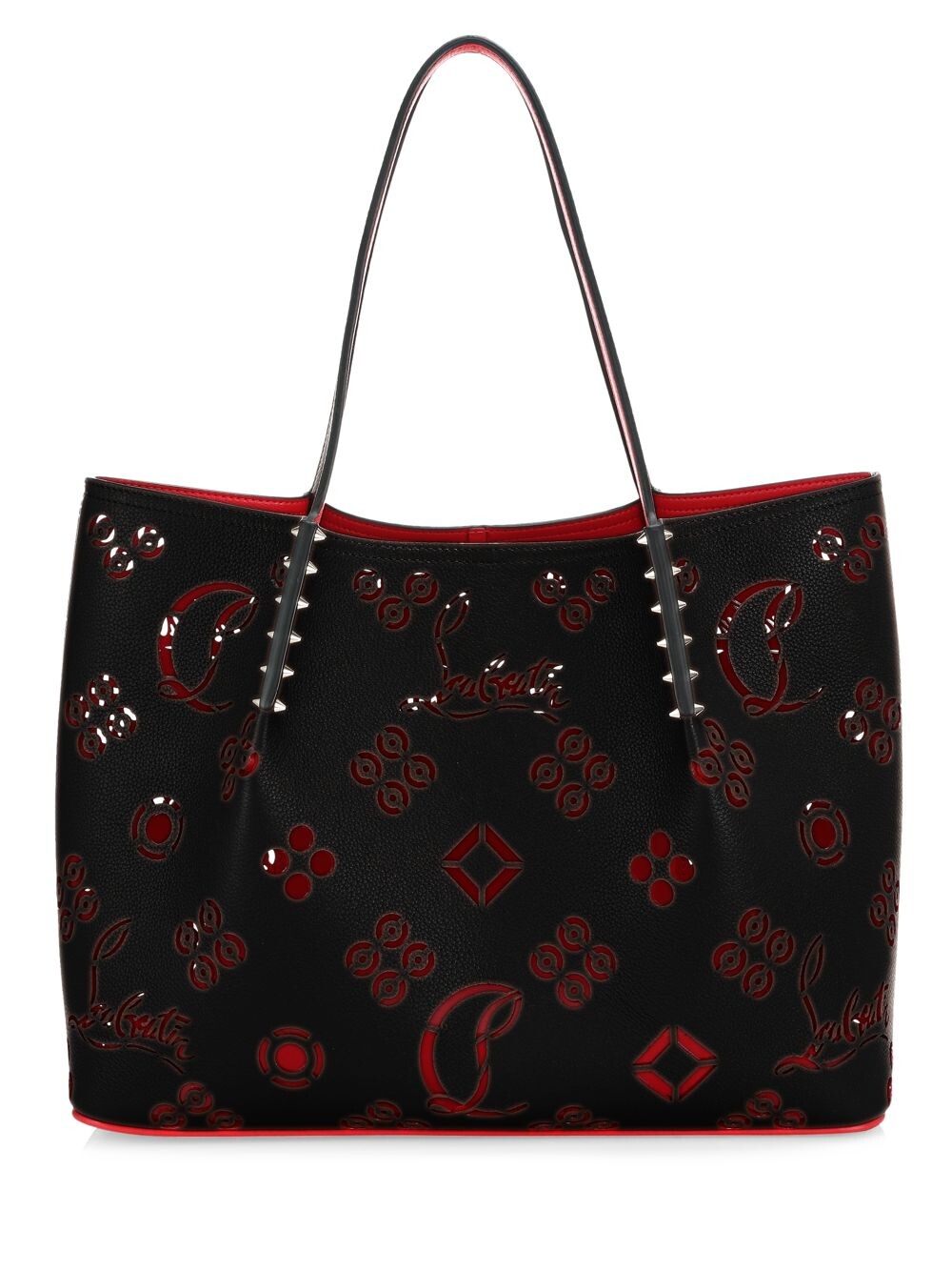 

Большая объемная сумка-тоут Cabarock Loubinthesky из перфорированной кожи Christian Louboutin, черный