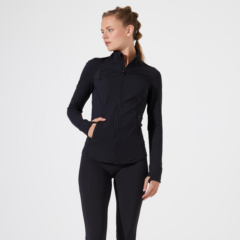 Куртка спортивная женская - 900 черный DOMYOS, цвет schwarz футболка domyos спортивная 50 размер