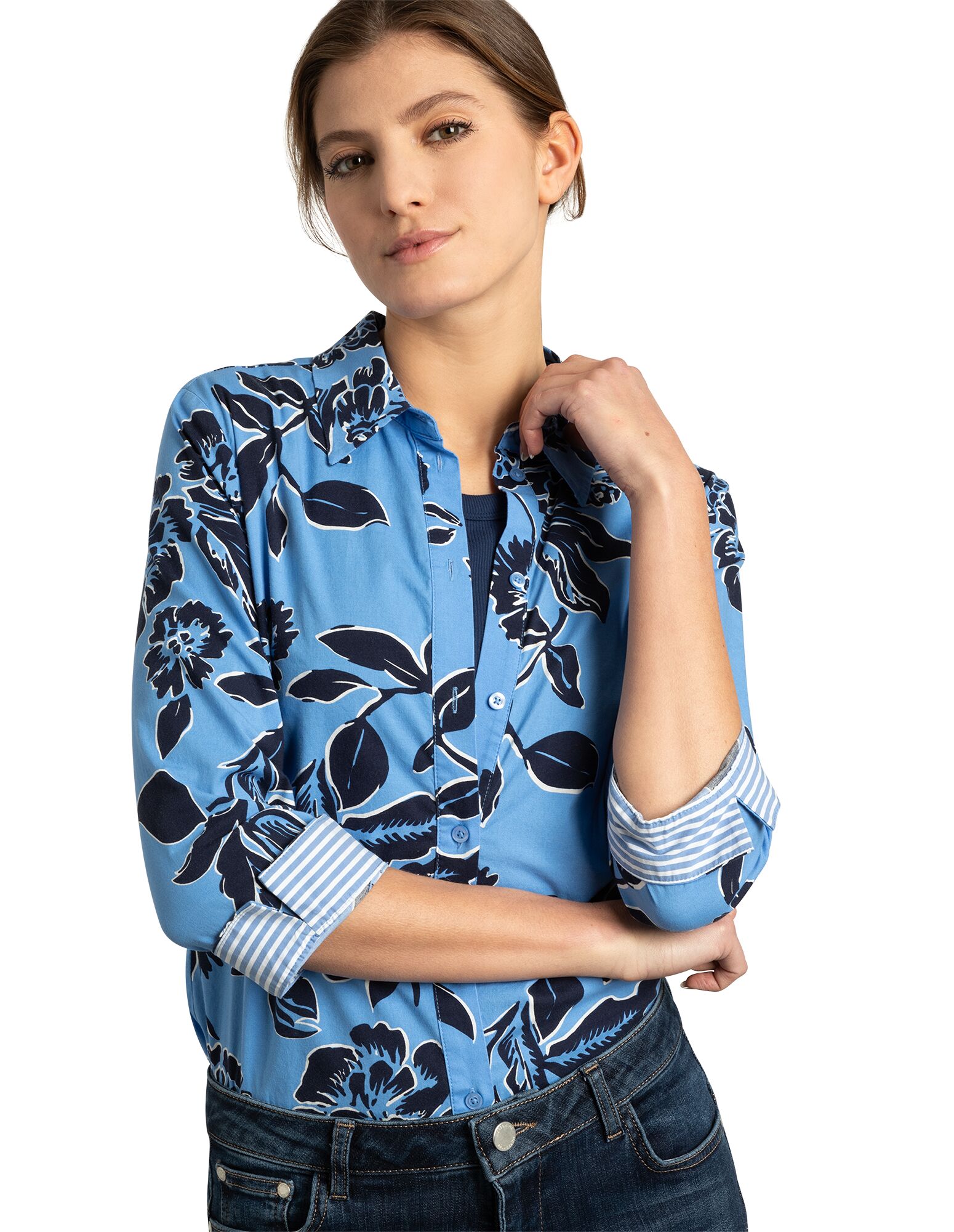 Блуза More & More Hemd, светло-синий