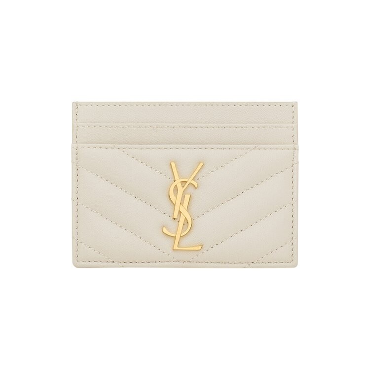 

Кошелек Saint Laurent Logo Plaque Cardholder, цвет Vintage White