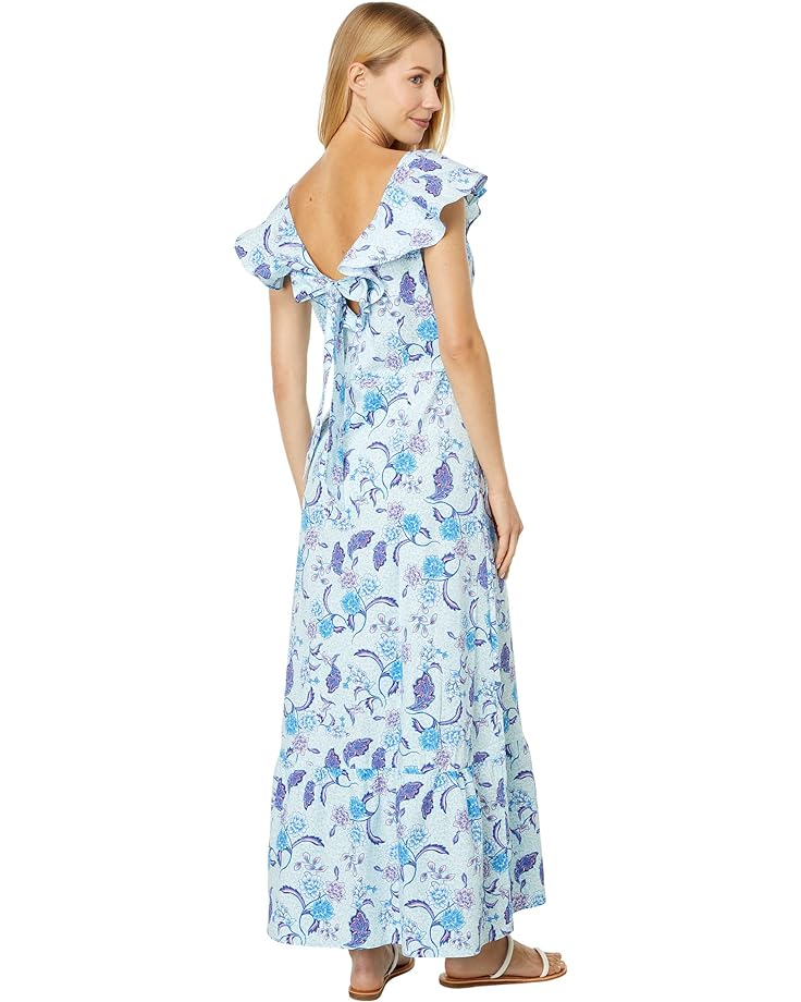 Платье H Halston Sleeveless Ruffled Strap Dress, цвет Batik Blossom Angel Blue цена и фото