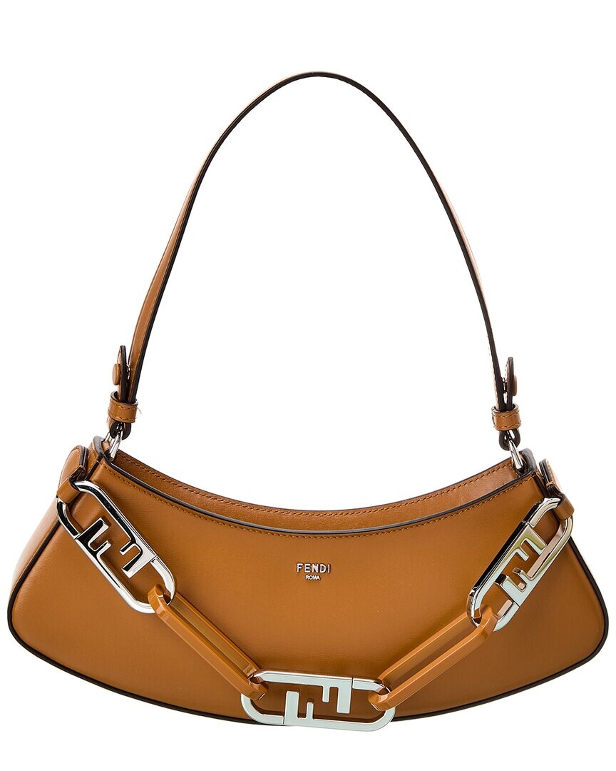 

Кожаная сумка-хобо FENDI с круглым замком, коричневый