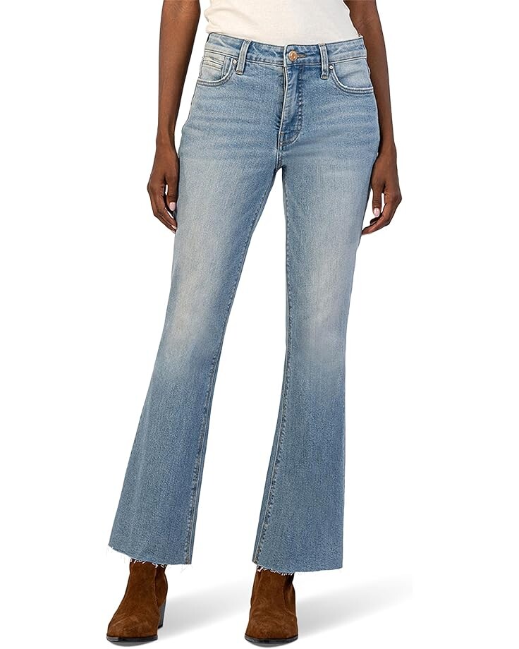 

Джинсы KUT from the Kloth Stella High-Rise Fab Ab Flare W/ Raw Hem In Priorities, цвет Priorities