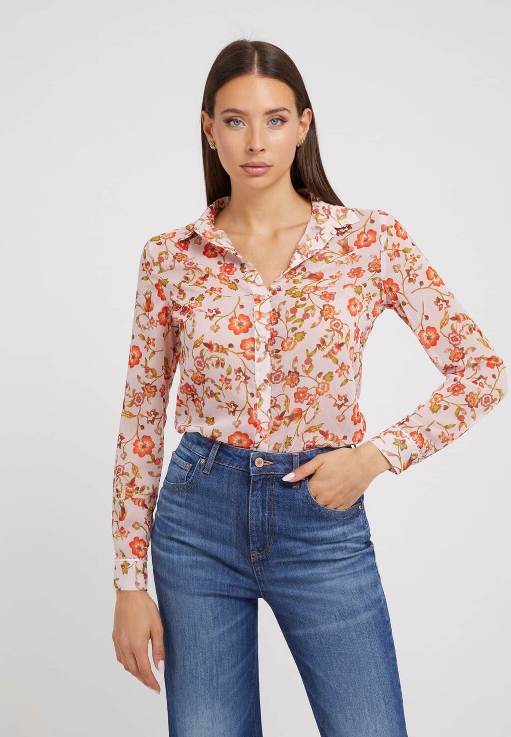 

Рубашка Guess MIT ALLOVER, цвет blumenmuster orange
