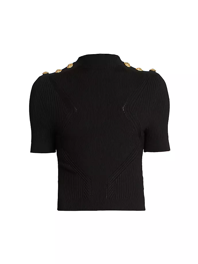 

Топ рельефной вязки с короткими рукавами Balmain, черный