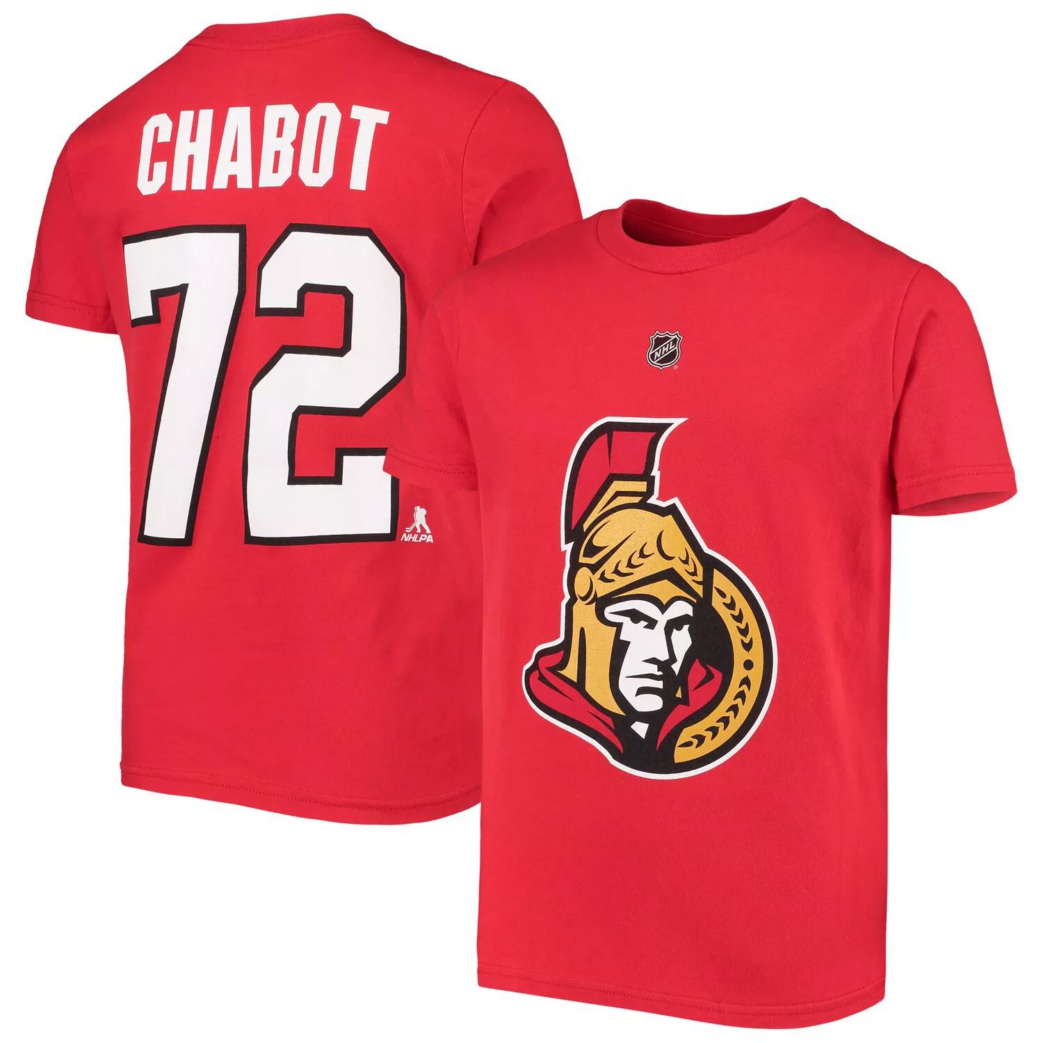 Молодежная футболка Thomas Chabot Red Ottawa Senators с именем и номером игрока Outerstuff