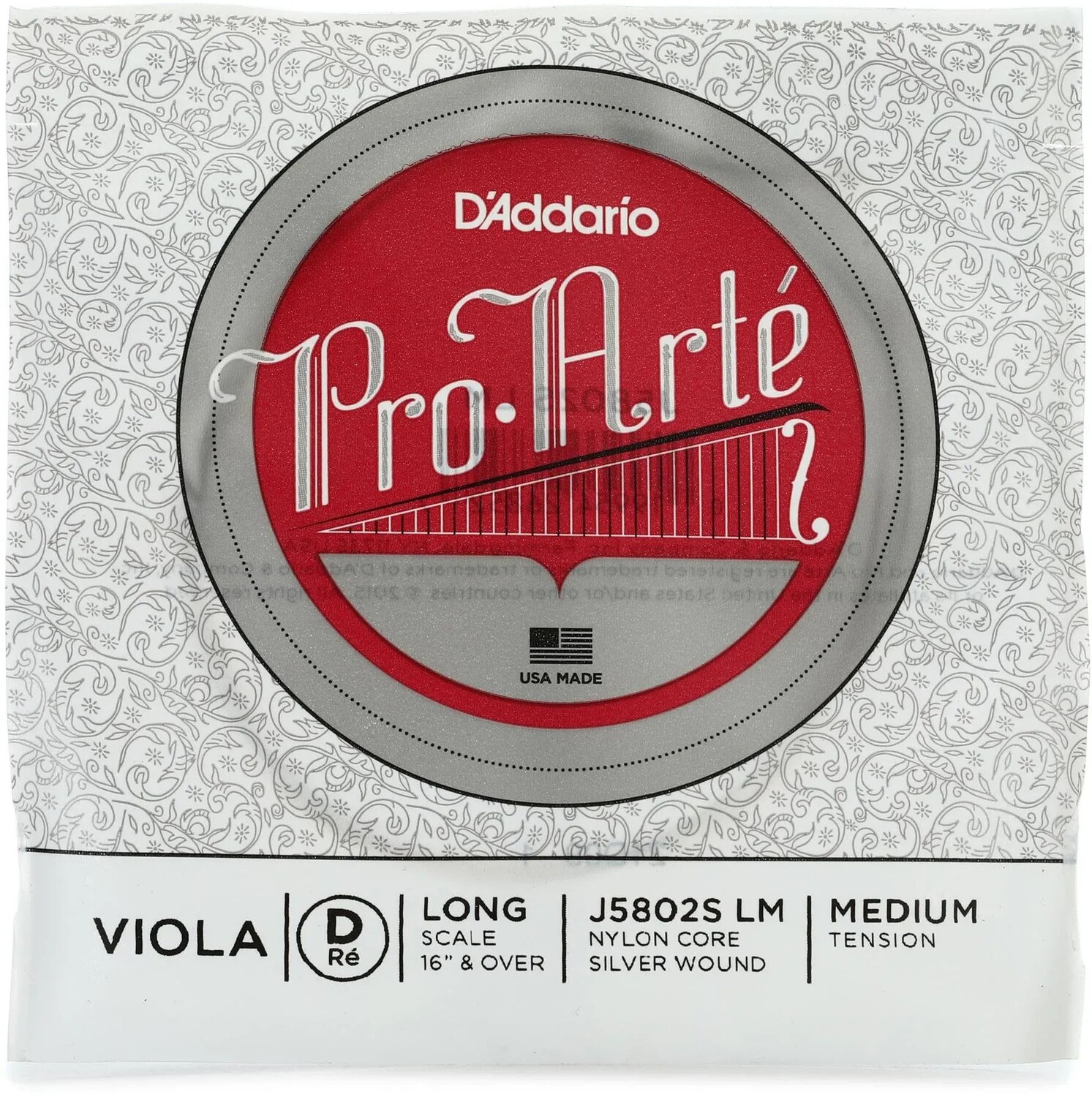 

D'Addario J5802S Струна Pro-Arte Viola D, серебристая, длинная мензура, среднее натяжение