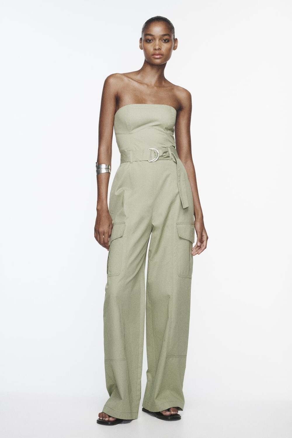

Широкий комбинезон из технической ткани ZARA, хаки