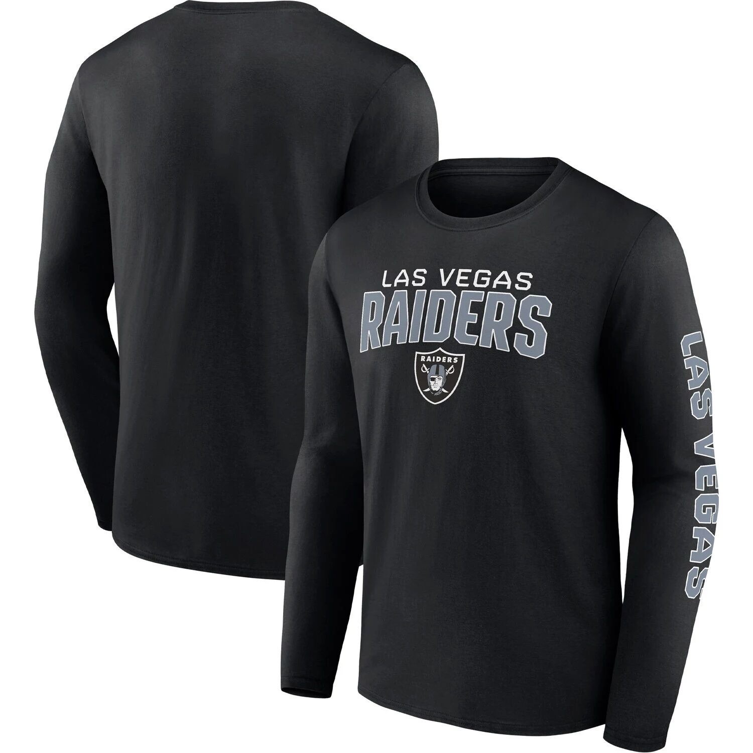 

Мужская черная футболка с длинным рукавом с логотипом Fanatics Las Vegas Raiders Go the Distance, Черный