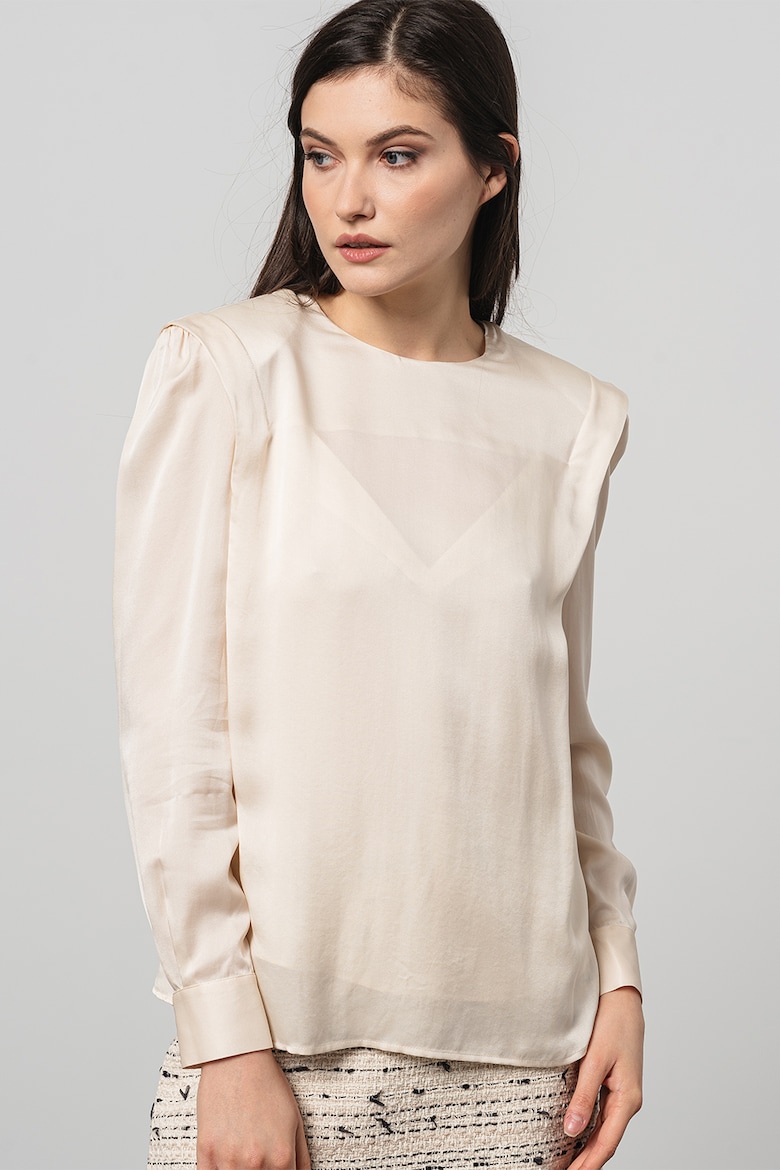 Блузка с шелком и набивкой Stefanel, белый свободная рубашка с шелком stefanel лавандовый