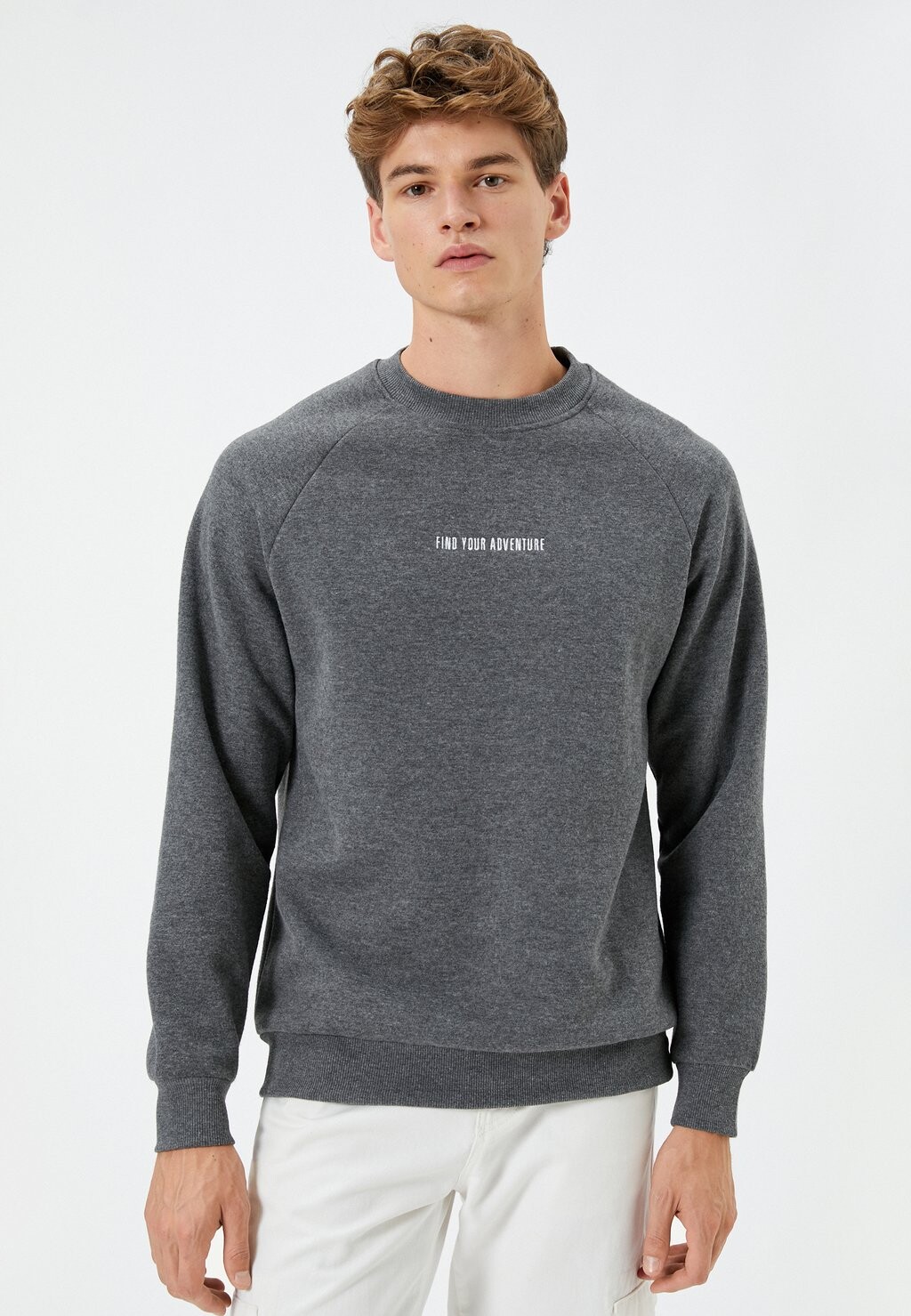 Толстовка Raglan Sleeve Slogan Crew Neck Koton, цвет grey