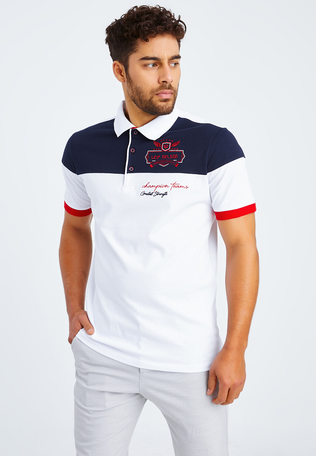 

Поло Leif Nelson Herren T Shirt Polo Herren T Shirt Polo LN 55615, белый