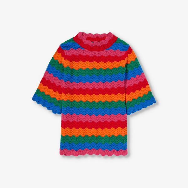 Хлопковое платье в радужную полоску 4-13 лет Olivia Rubin, цвет wiggle stripe
