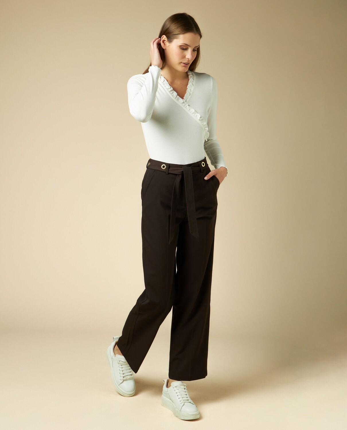 

Женские брюки широкого кроя стрейч. NICE&CHIC, темно-зеленый