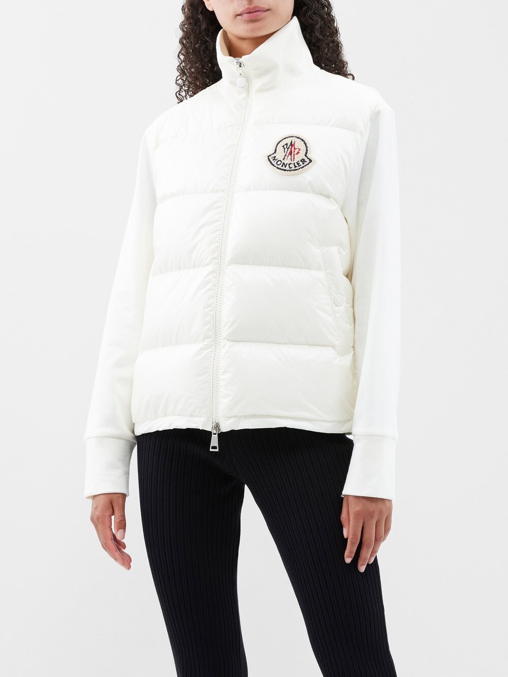 

Куртка хлопковой вязки со стегаными вставками Moncler, белый
