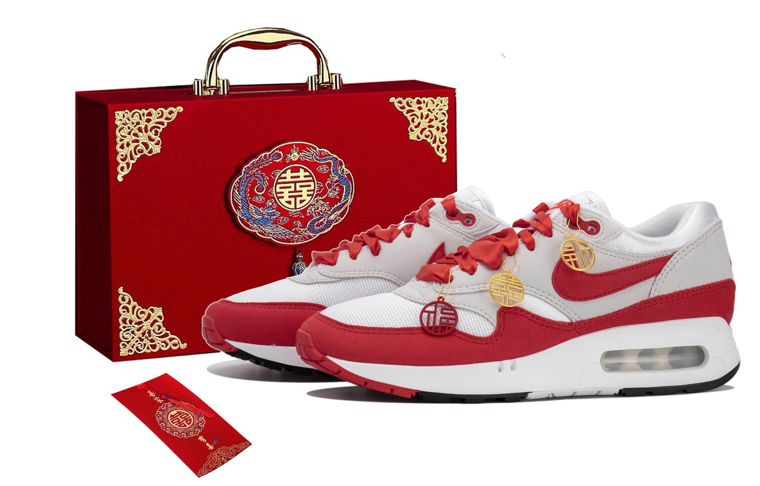 

Кроссовки Nike Air Max 1 Lifestyle Shoes Men Low-top White/red, красный