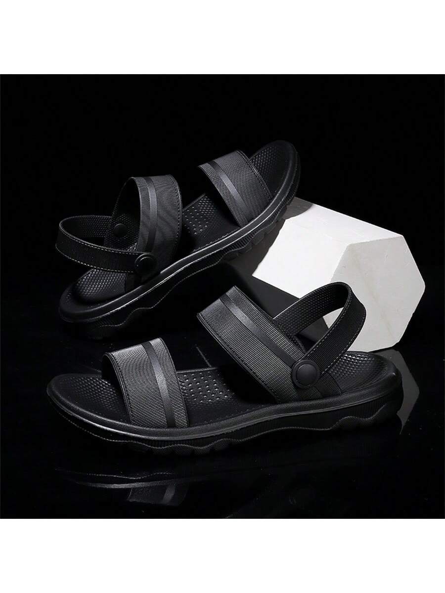 Летние мужские сандалии Модные, черный шлепанцы женские нескользящие удобные пляжные сандалии на плоской подошве летняя модель