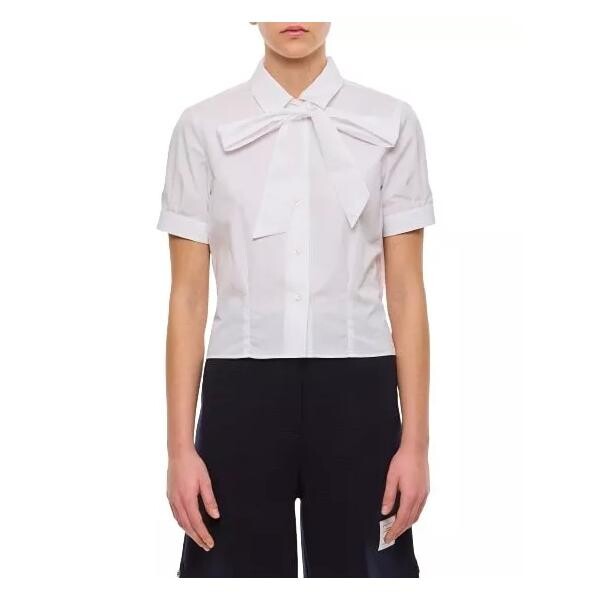 

Футболка short sleeve tucked blouse w/ bow Thom Browne, белый