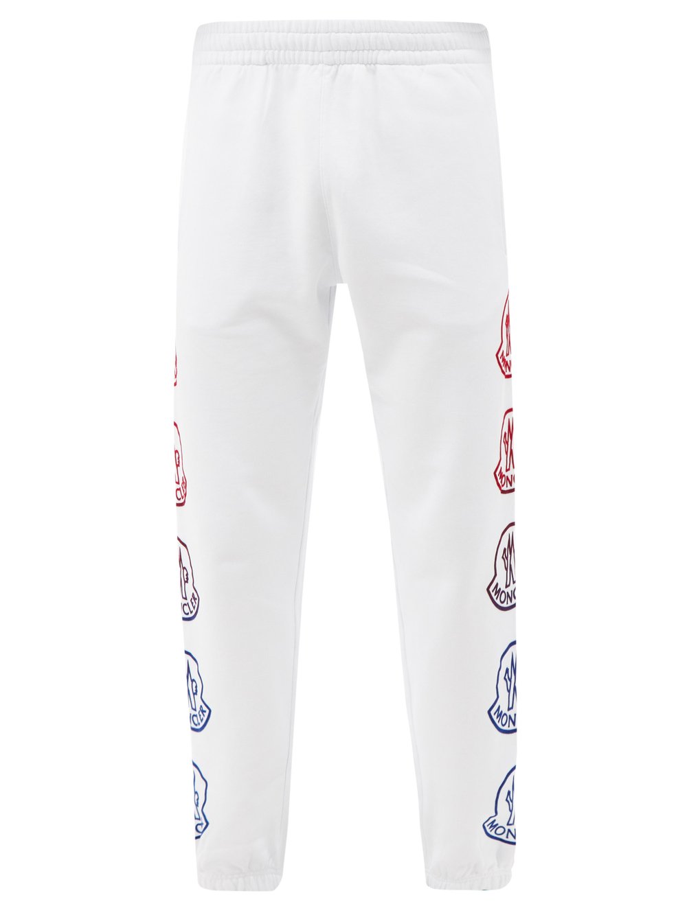 Спортивные брюки из хлопкового джерси с логотипом Moncler, белый спортивные брюки из хлопкового джерси в трехцветную полоску moncler синий