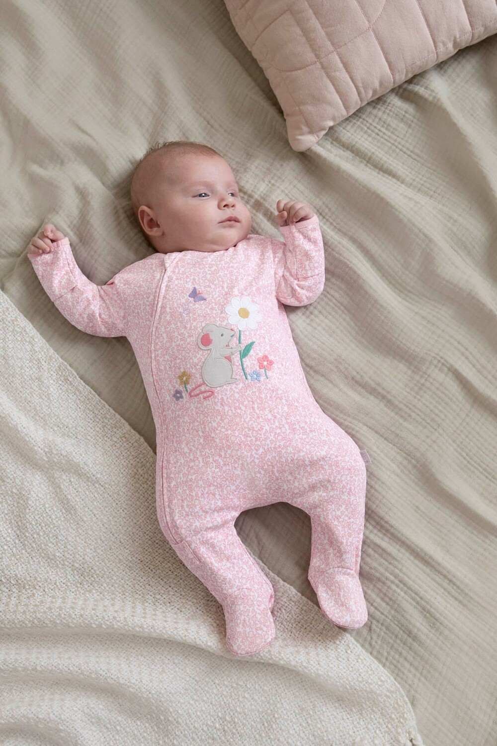 

Комбинезон JoJo Maman Bébé Mouse с аппликацией и застежкой-молнией Jojo Maman Bébé, розовый