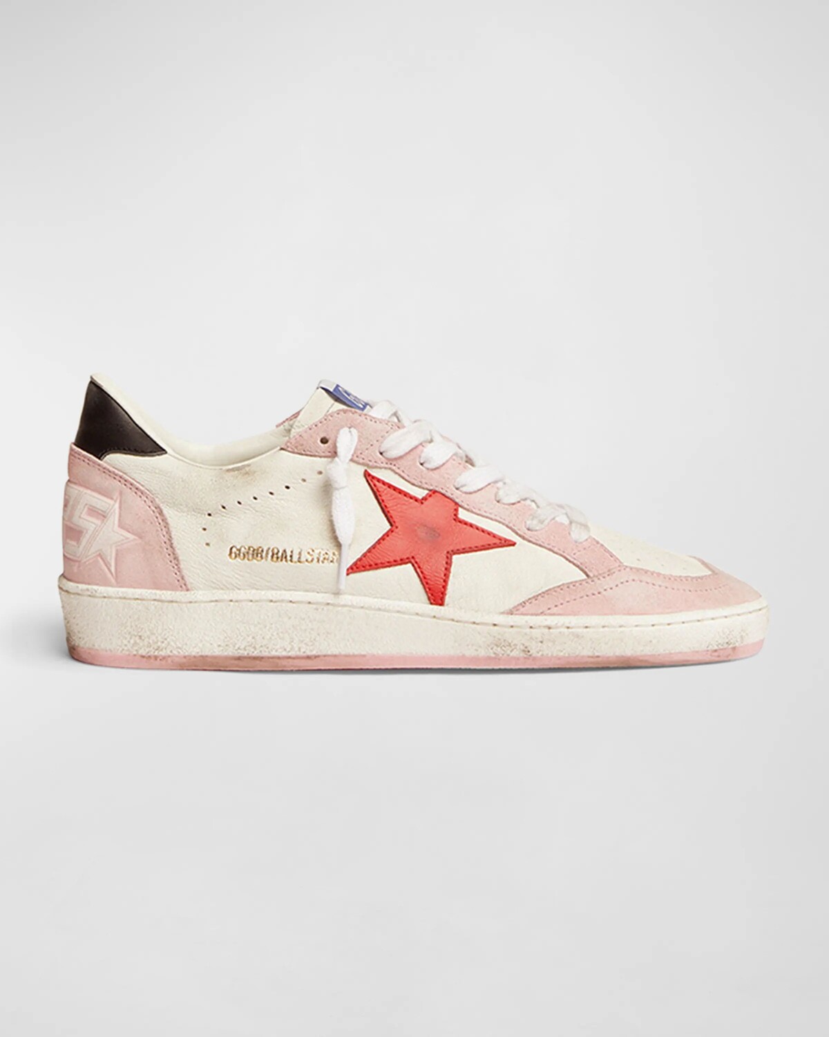 

Низкие кожаные кроссовки Ballstar Golden Goose, цвет White/Baby Pink/Red/Black