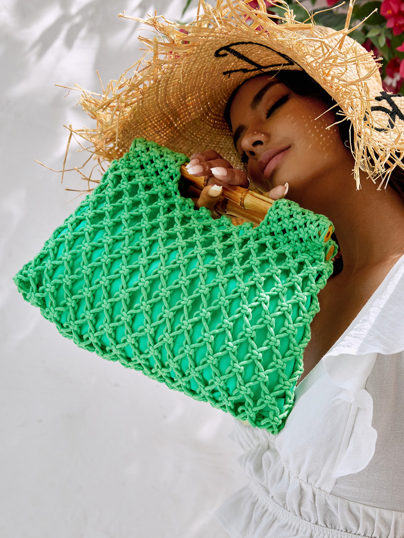 SHEIN SXY Модный тканый клатч в отпускном стиле, зеленый