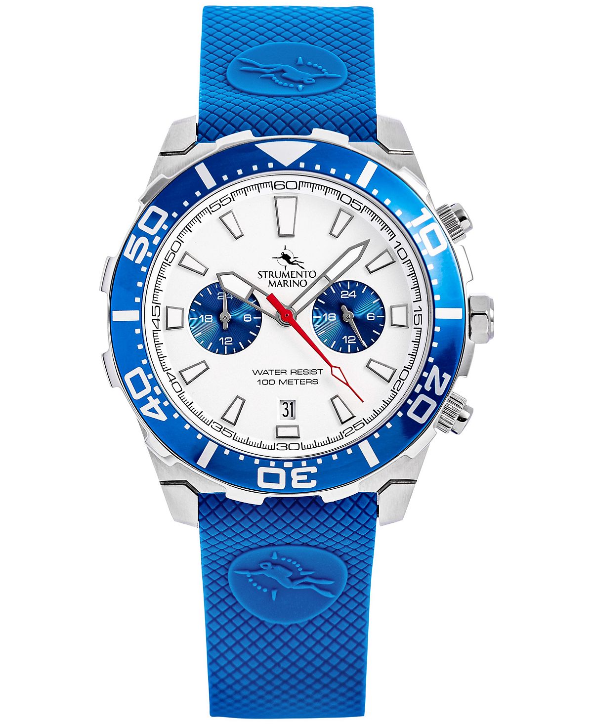 Мужские часы Skipper с синим силиконовым ремешком и двумя часовыми поясами, 44 мм Strumento Marino мужские часы skipper с двумя часовыми поясами черный силиконовый ремешок 44 мм strumento marino