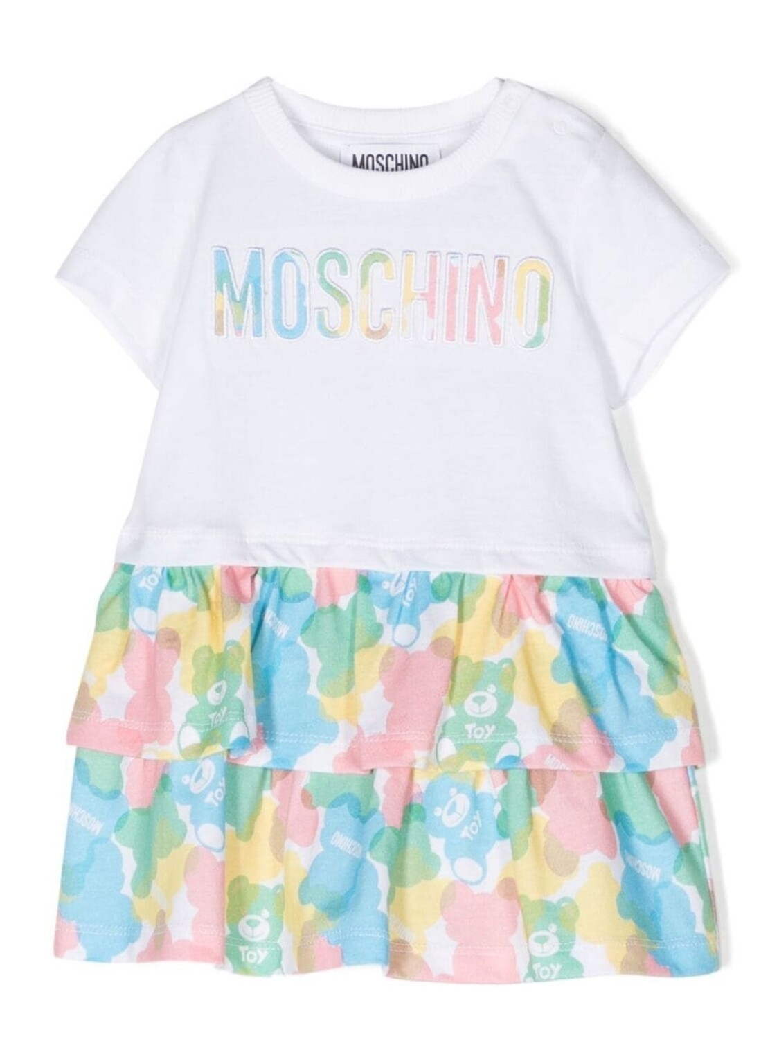 

Moschino Kids присборенное платье с логотипом, белый