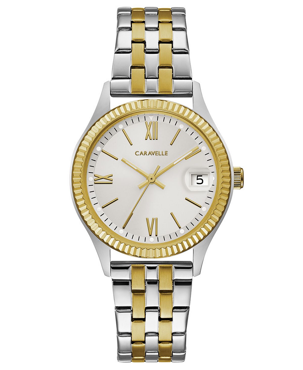 цена Женские двухцветные часы-браслет из нержавеющей стали, 32 мм Caravelle