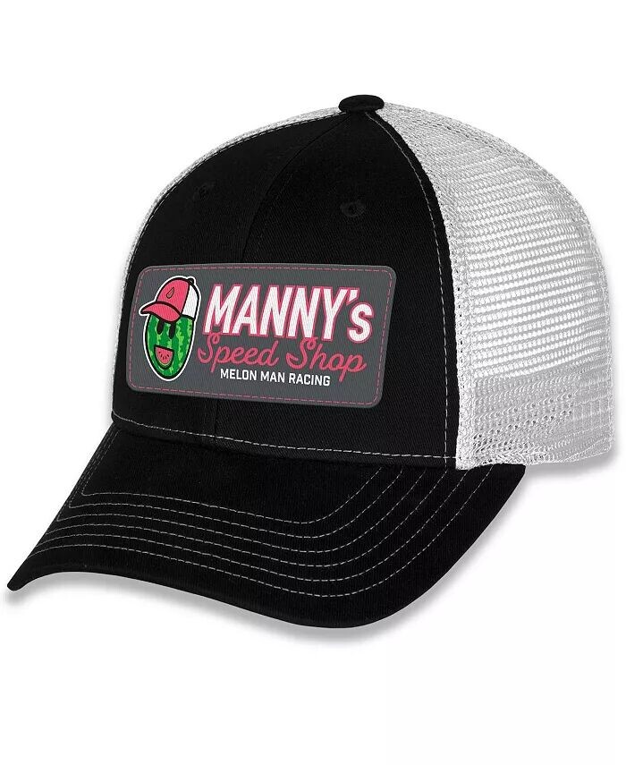 

Мужская черно-белая регулируемая шляпа Ross Chastain Manny's Speed ​​Shop Checkered Flag Sports, черный