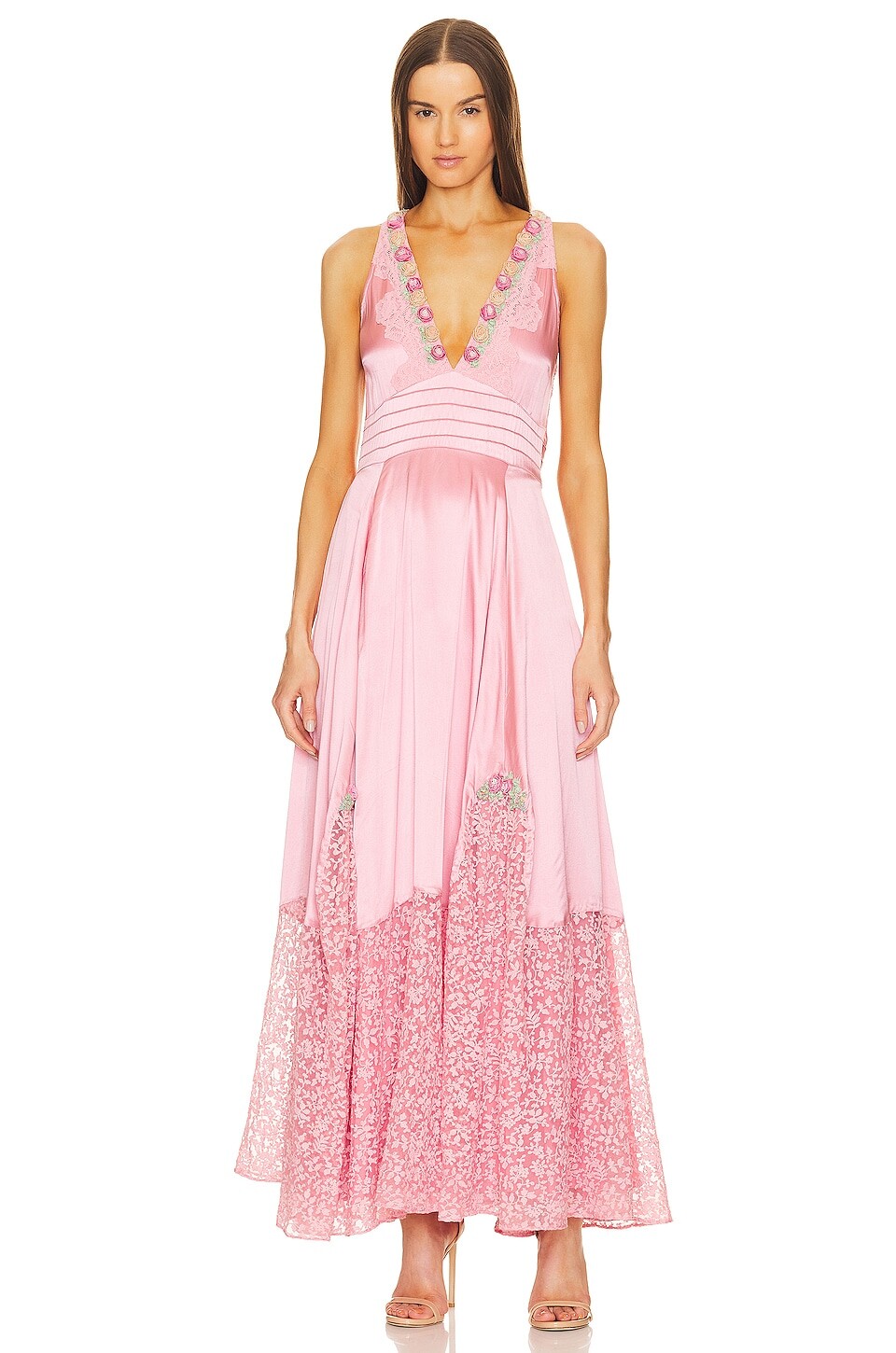 

Платье LoveShackFancy Mirette Gown, цвет Powder Pink
