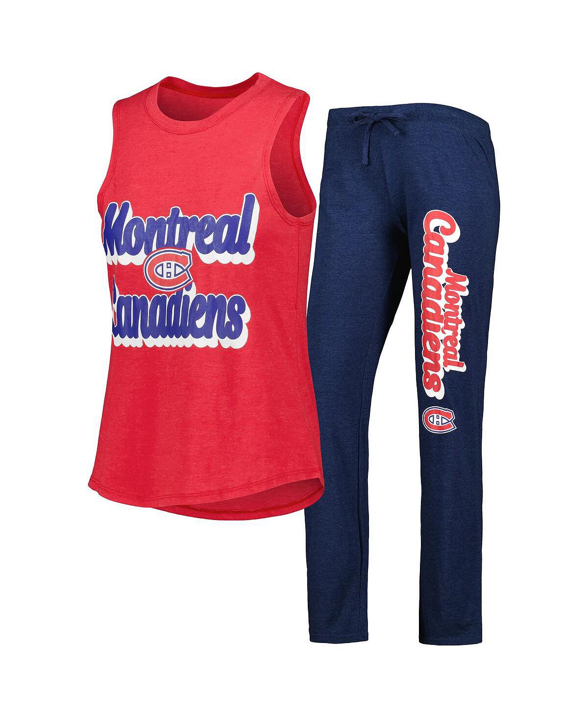 Женский комплект для сна: красный Хизер, темно-синий Хизер Montreal Canadiens Meter Muscle Майка и брюки Concepts Sport