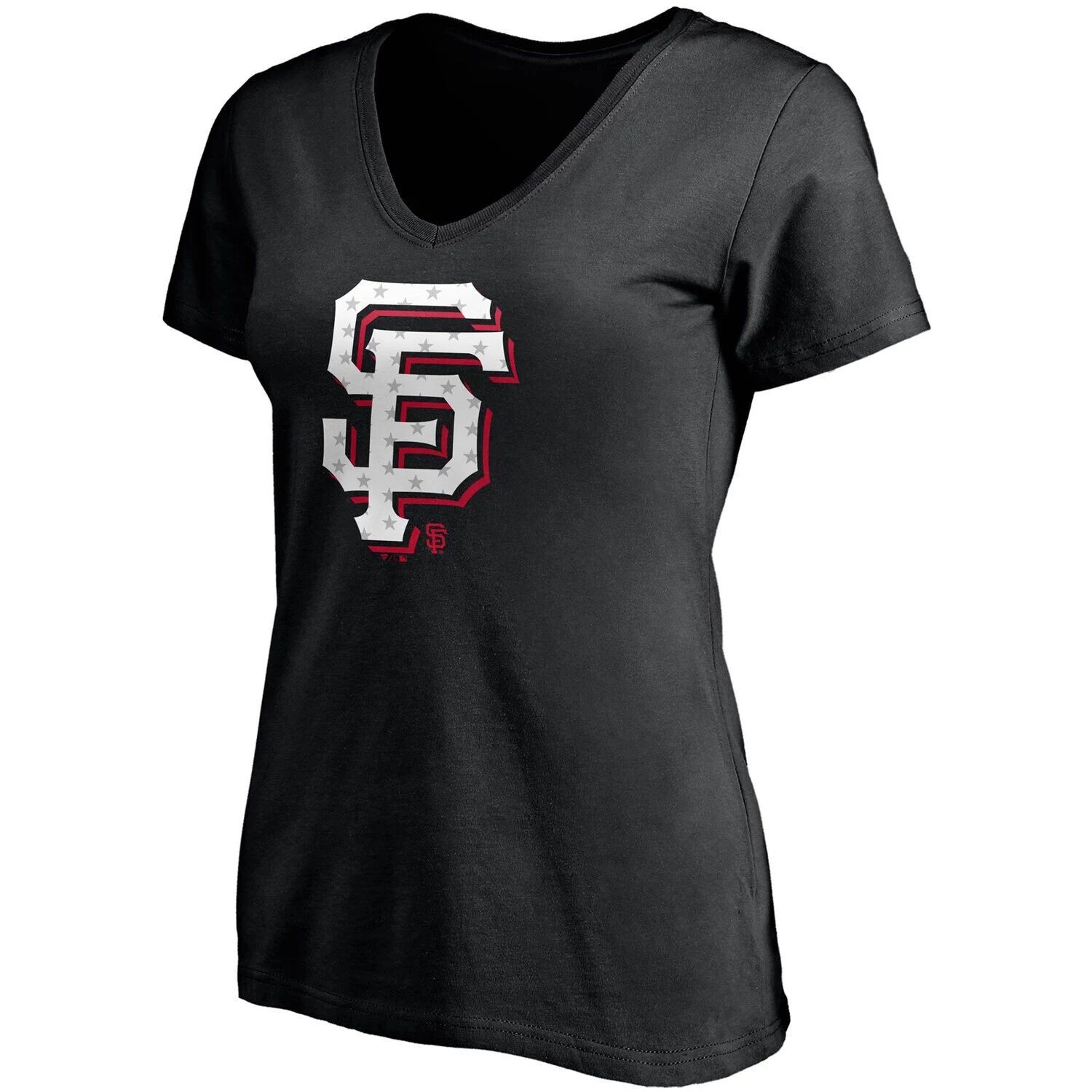 

Женская черная футболка Fanatics с логотипом San Francisco Giants, красно-белая футболка с v-образным вырезом Team Fanatics, Черный