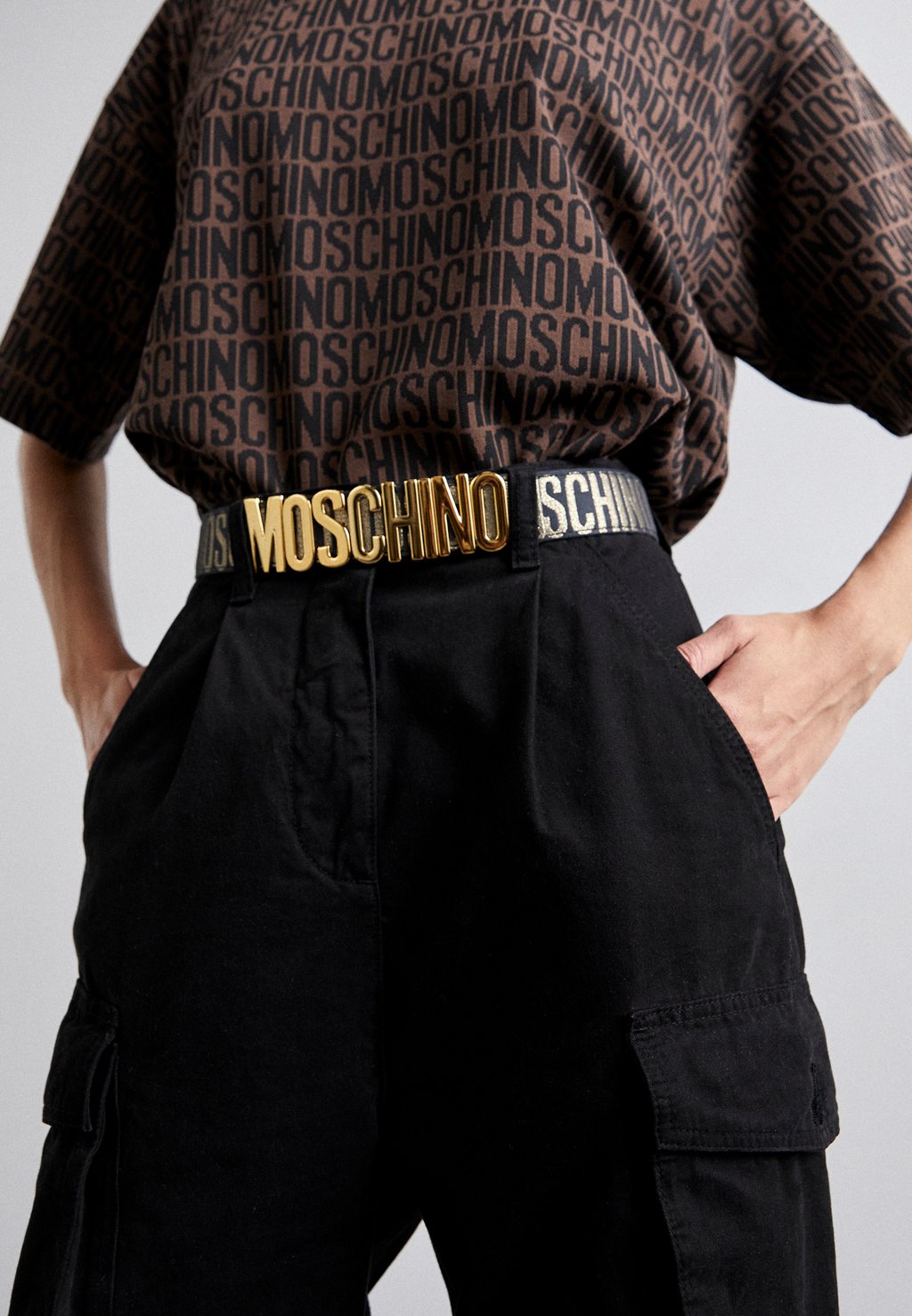 Ремень Belt MOSCHINO, цвет black/gold-coloured ремень tamaris цвет gold coloured black metallic