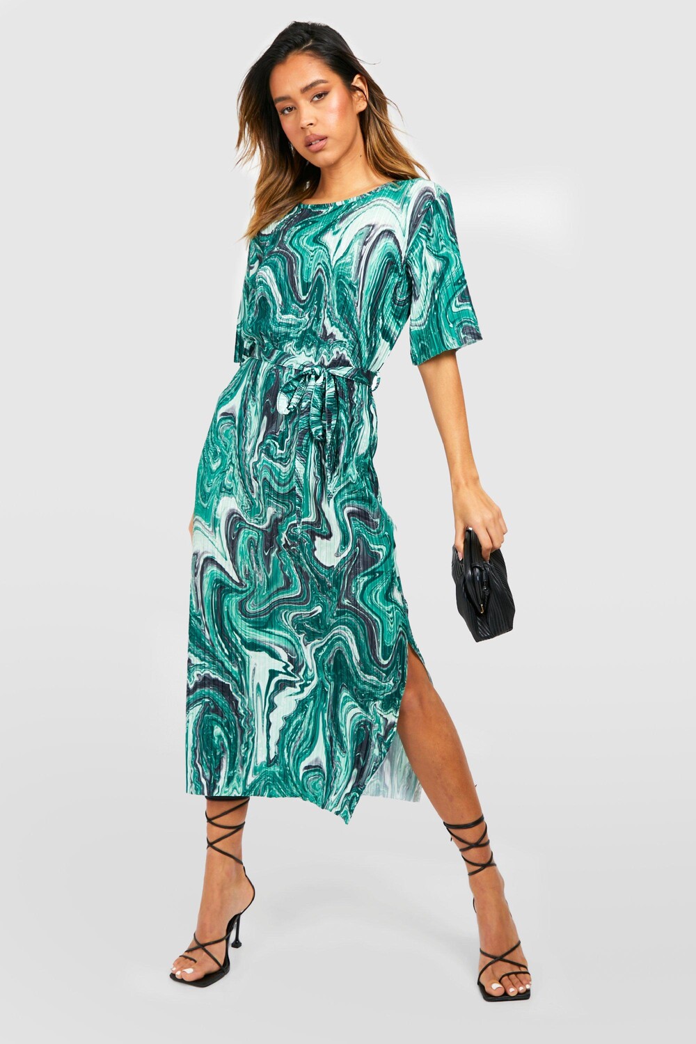 

Платье миди из плиссы tie dye Boohoo, зеленый